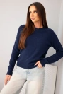 Damenpullover aus Baby-Alpaka mit langen Ärmeln und rundem Ausschnitt blau nachtblau