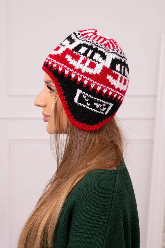 Women's cap Maryla K406 red+white+black