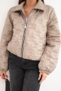 Women's short quilted jacket with collar and zipper fango