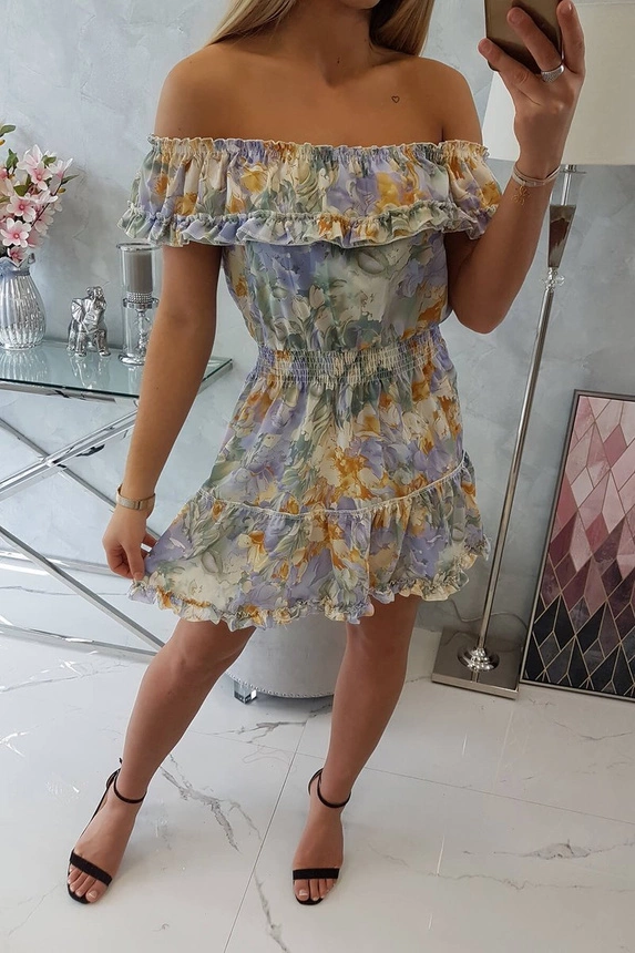 Off-the-shoulder floral dress green
