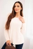 Women's sweater made of soft knit with a round neckline beige