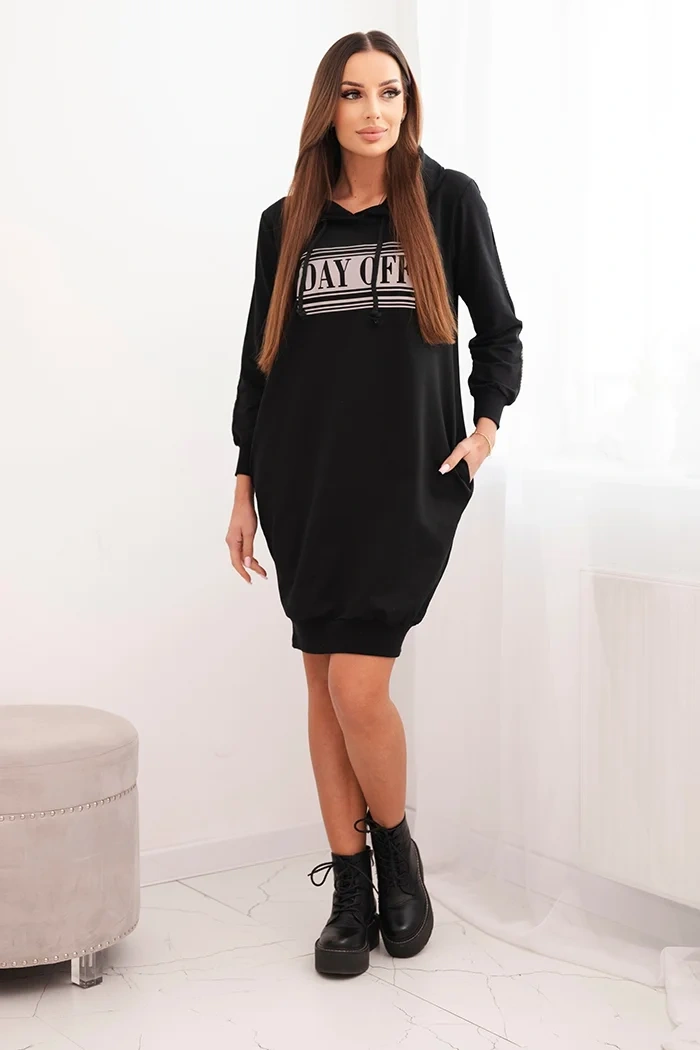 Dress with reflective print black