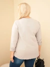 Damen Baumwollpullover Plus Size mit Spitzeneinlage und Tasche fango