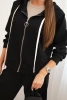 Women's set with wide leg pants and zip-up sweatshirt black