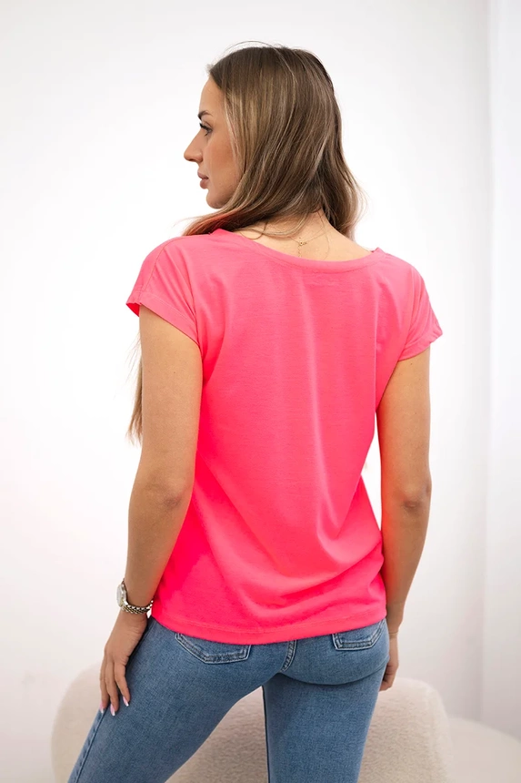 Lippenprint Bluse rosa neon