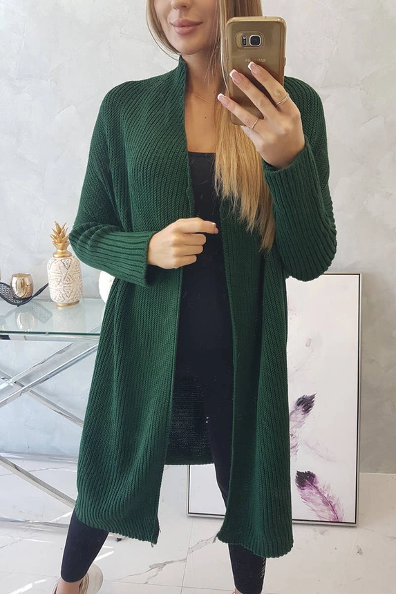 Sweater with batwing sleeve dark green