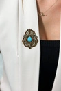 Brooch XZ459-109 gold + blue