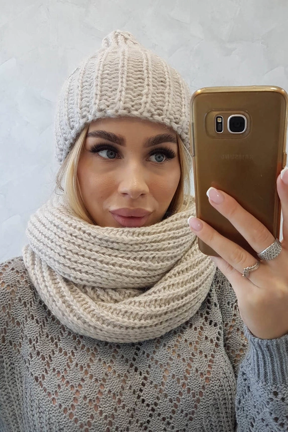 Dámská silná žebrovaná souprava P100 beige