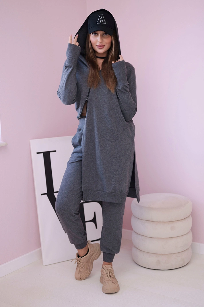 Set sweatshirt with longer side graphite
