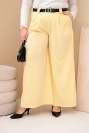 Dámske nohavice Plus Size viskózové so širokým nohavicom a pásom žlté