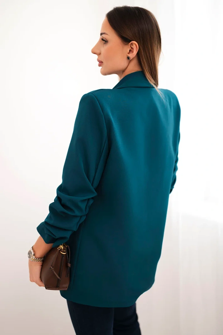 Elegantná bunda s chlopňami tmavozelená