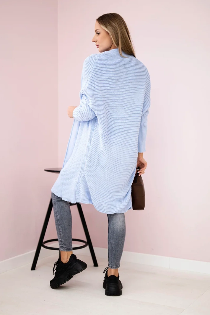 Sweater with batwing sleeve blue