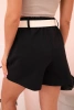 Women's high-waisted shorts with a belt black