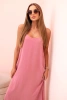 Long dress with straps dark pink