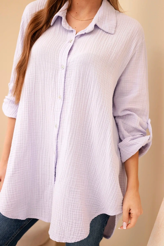 Cotton muslin shirt light purple