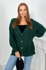 Buttoned sweater with puff sleeves dark green