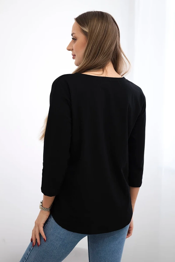 Blouse with cat graphics 3D black