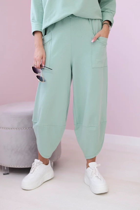 Cotton sweatshirt pants set dark mint