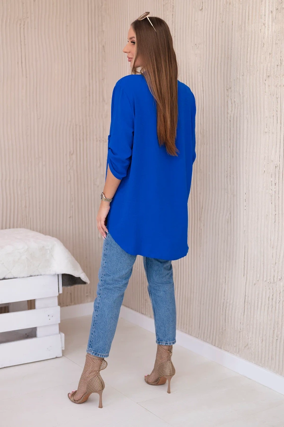 Bluse mit längerem Rücken kornblumenblau