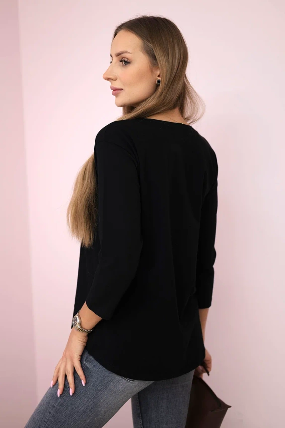 Bluzka z nadrukiem Summer Girl czarna