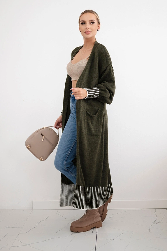 Cardigan with pockets khaki