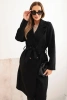 Women's suede coat tied at the waist black