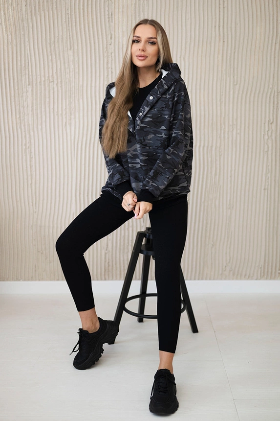 3-piece moor set of sweatshirt, top and leggings black + graphite
