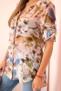  Women's viscose shirt with 3/4 sleeves in a watercolor pattern beige