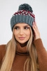 Cap with a pompom Ellen K325 dark gray+red