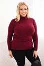Dámsky sveter Plus Size z viskózy s golierom bordový
