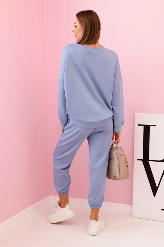 Set sweatshirt + pants buttery fabric light denim