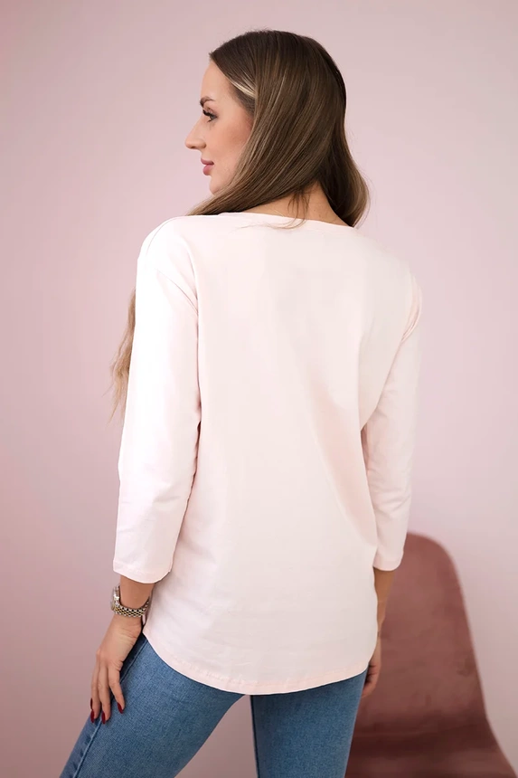 Blouse with graphics 3D Noteworthy powdered pink