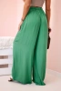 Women's wide viscose trousers with elastic waistband green