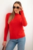 Damenpullover mit Stehkragen aus weichem Strick rot