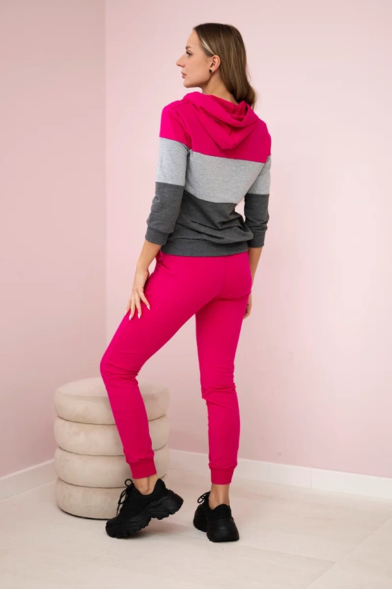 Set with colorful stripes fuchsia+gray