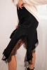 Damenrock aus Viskose mit Spitze und asymmetrischem Saum schwarz