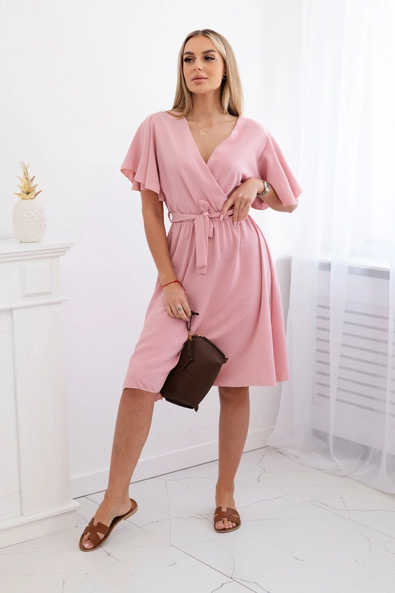 Dress with a plunging neckline dark powder pink
