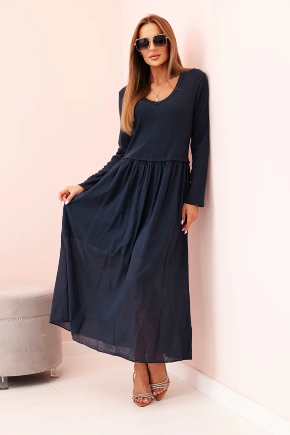 Langes Kleid mit Trägern pflaumenfarben