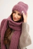 Women's set hat and long scarf made of soft yarn dark pink