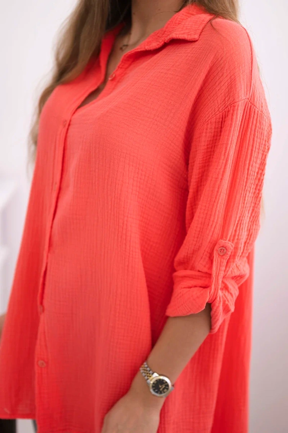 Cotton muslin shirt raspberry