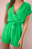 Short jumpsuit tied at the waist light green