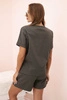 Women's punto set with short sleeves and shorts khaki