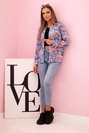 Women's zip-up hoodie in floral pattern gray