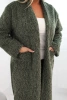 Dámský kabát Plus Size z viskózy bez zapínání s kapsami khaki