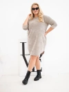Dámské šaty Plus Size manšestrové s volným střihem fango hnědá