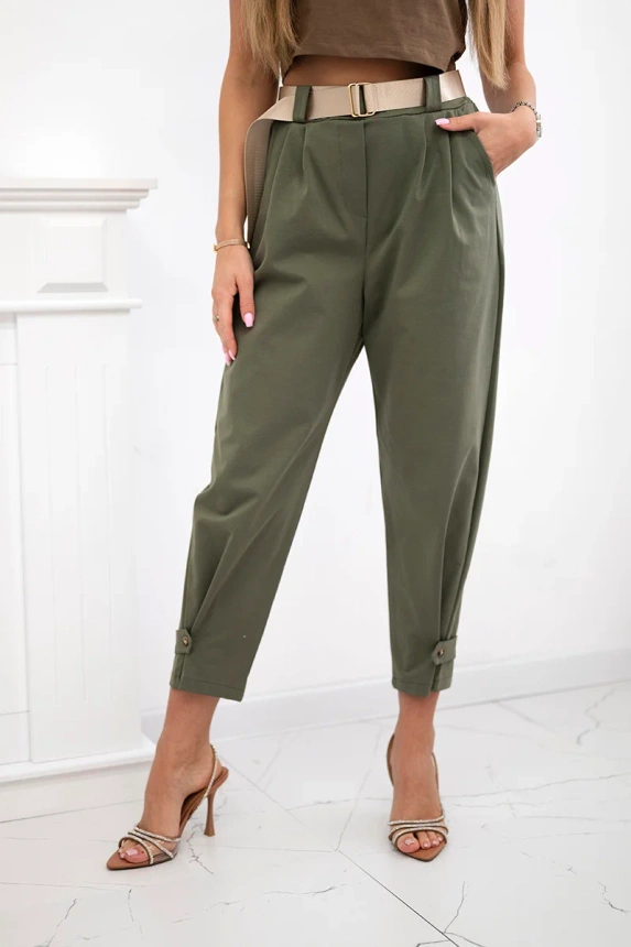 Summer Punto trousers with leg closure khaki