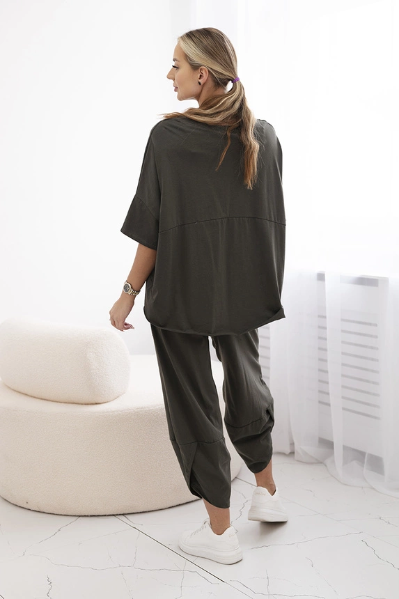 Baumwollset Bluse + Hose khaki