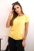 Women's basic cotton blouse with short sleeves yellow