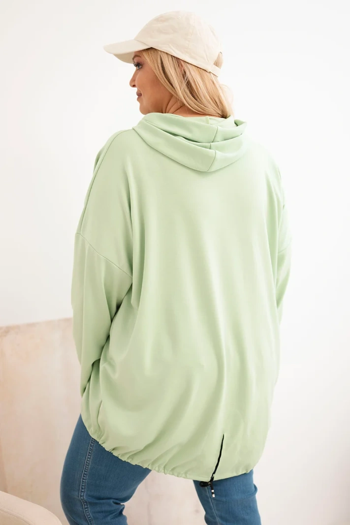 Moteriška Plus Size džemperis su gobtuvu ir spauda mėtų