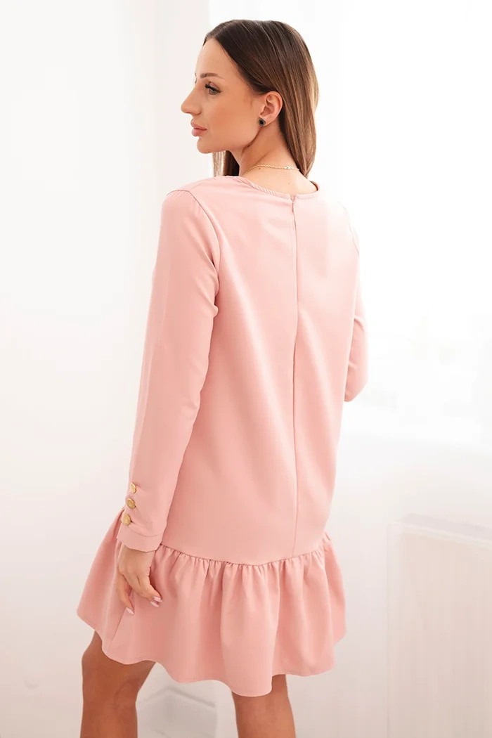 Šaty s volánem tmavě pudrově růžové